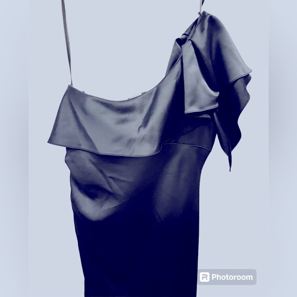 Melanie Lynn One Shoulder Navy Gown - Picture 4 of 9